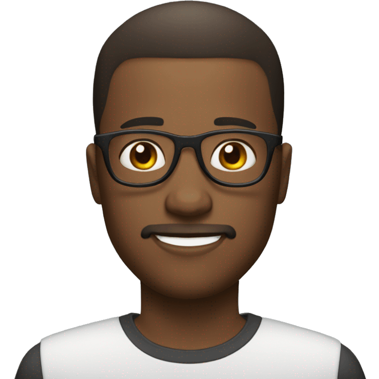 Black Young man and glasses and little beard mustache buzz cut hair emoji