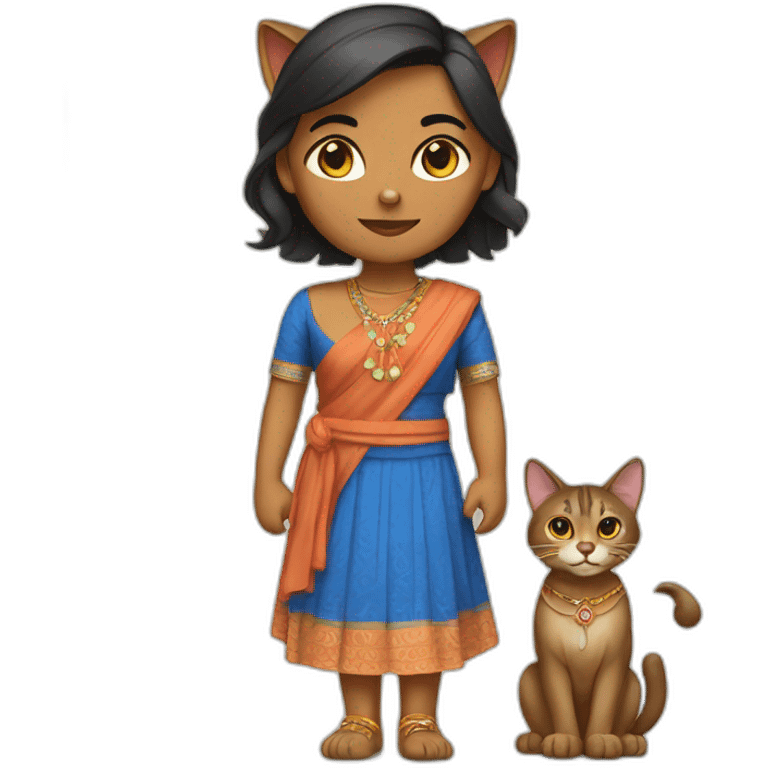 An Indian cat female wearing Indiana dress emoji