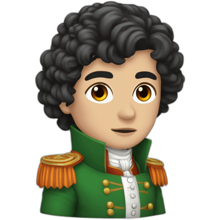 Napoléon with green and orange coat, black hair emoji