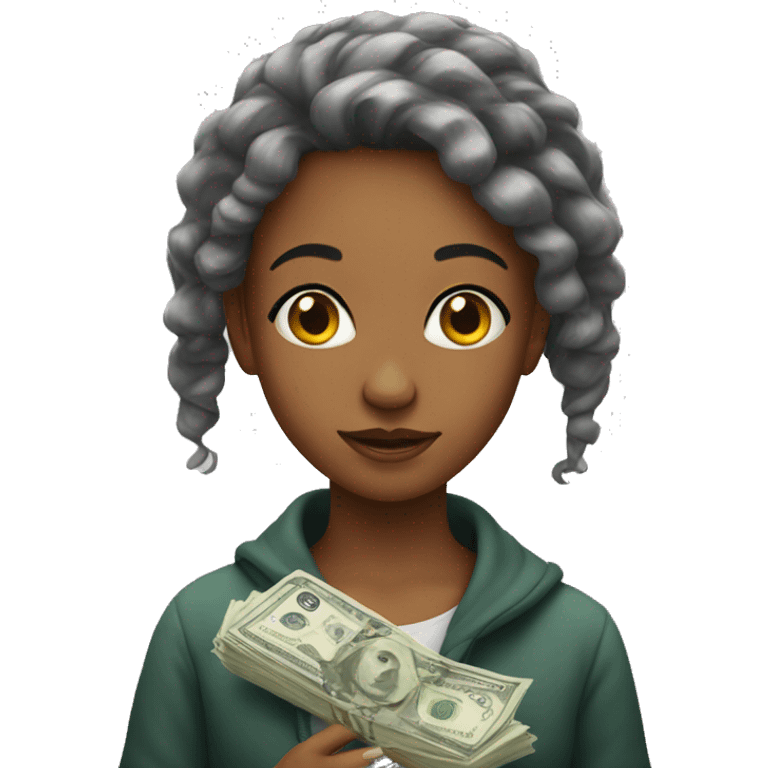 girl with a wad of money on her forehead emoji