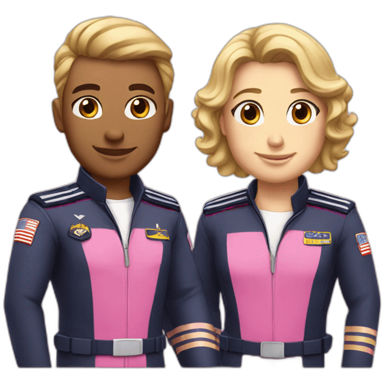 Two white gay pilots in pink uniform emoji