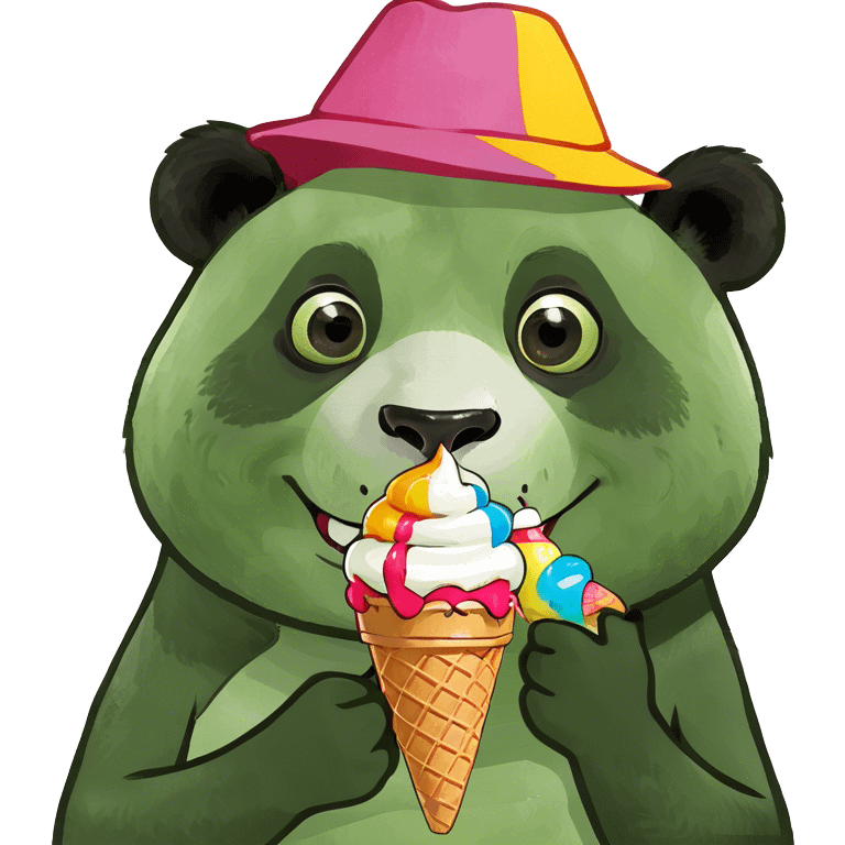 Panda eating ice cream emoji