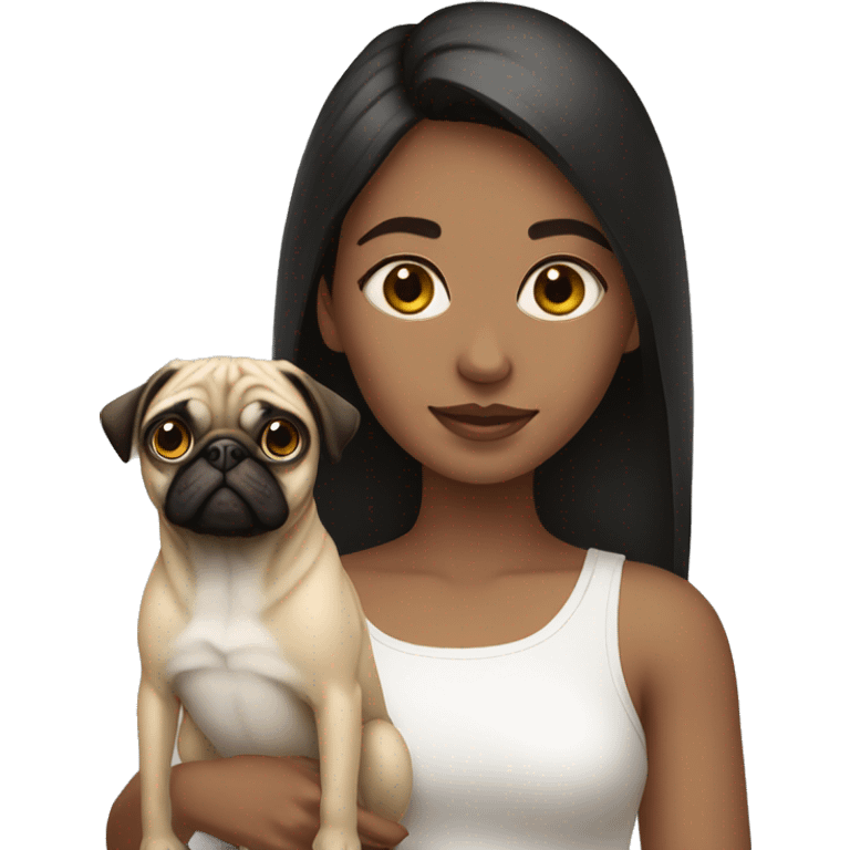 Girl with pug in front of her  emoji