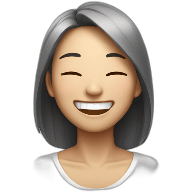 Asian woman laughing hard emoji