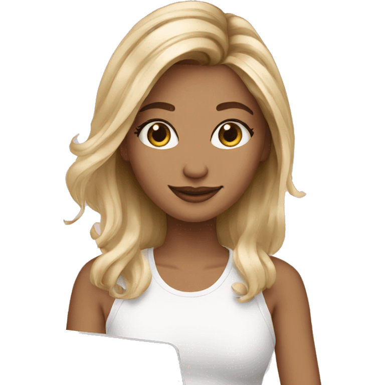 blond balayage girl with laptop emoji