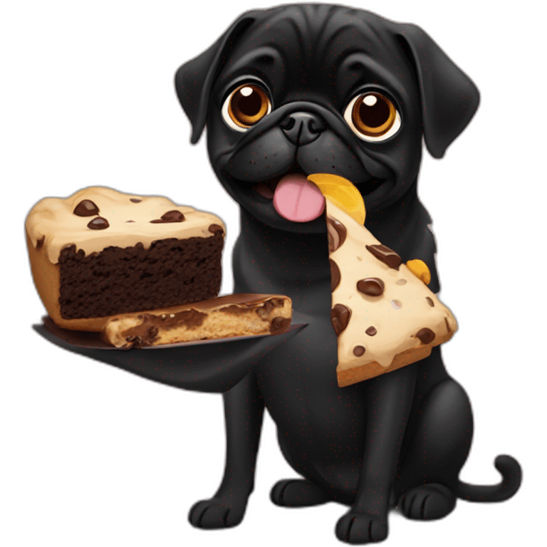 Black pug eating brownies emoji