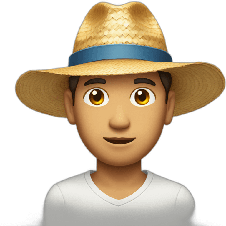 Man with round face and straw hat emoji