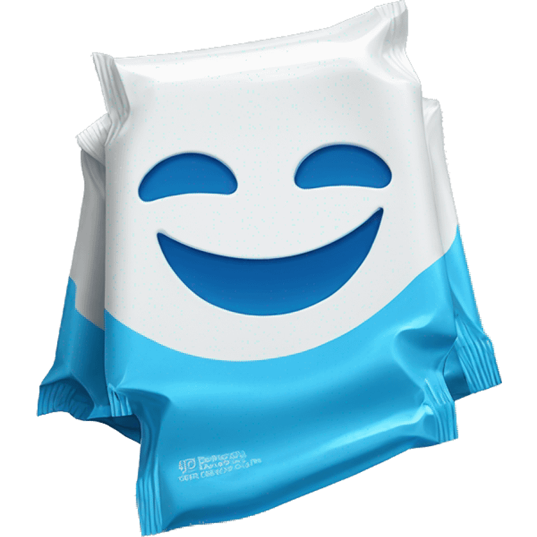 BLUE wrapper candy bar, white logo on front emoji