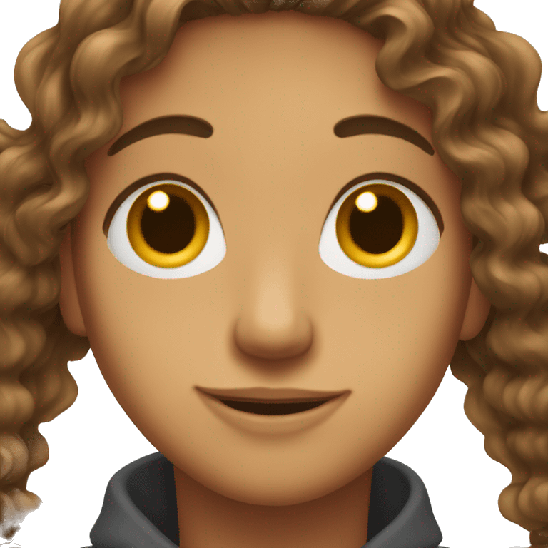 oval face, brown eyes, wavy hair, emoji