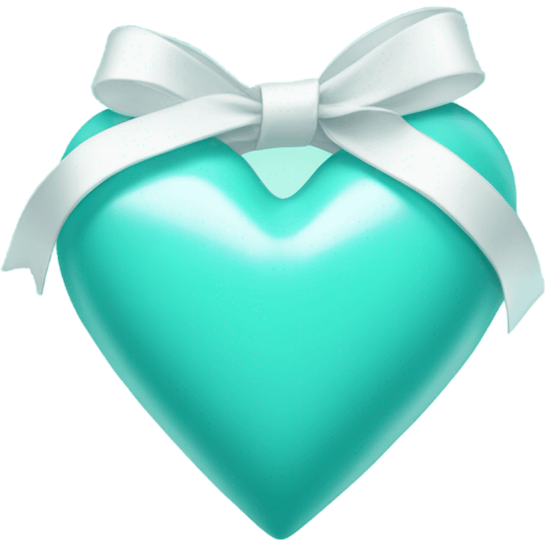 Tiffany Blue heart with white ribbon emoji