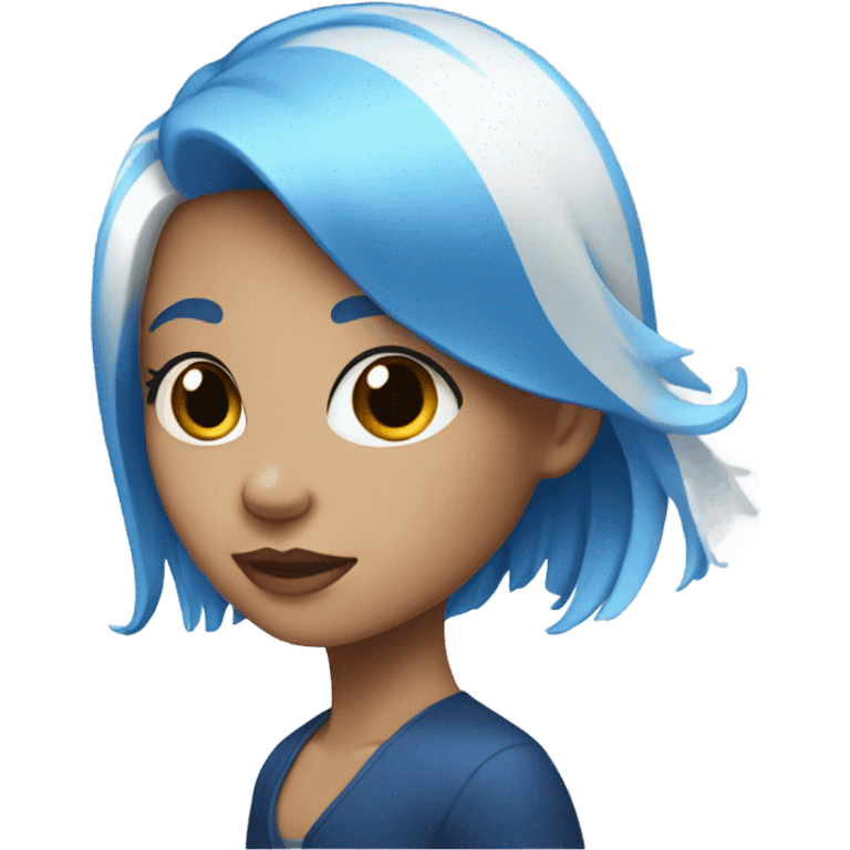 White & blue hair, girl, Thanks emoji