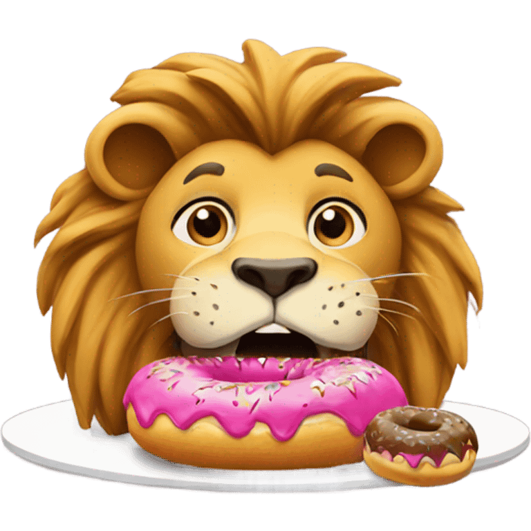 Lion eating donut emoji