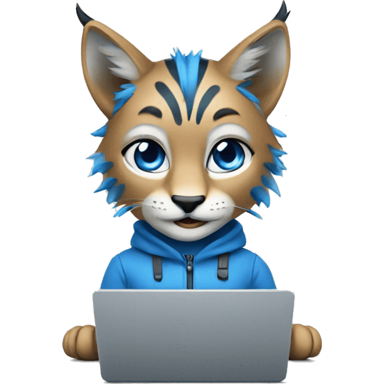 A blue lynx with a laptop emoji