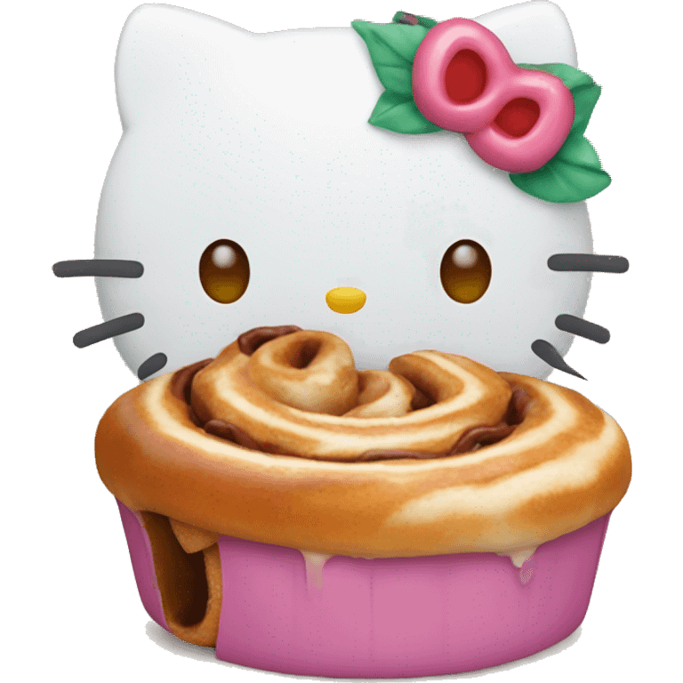 Hello kitty eating a cinnamon roll emoji