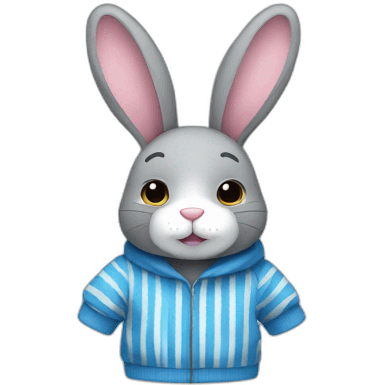 Blue rabbit plush striped clothes emoji