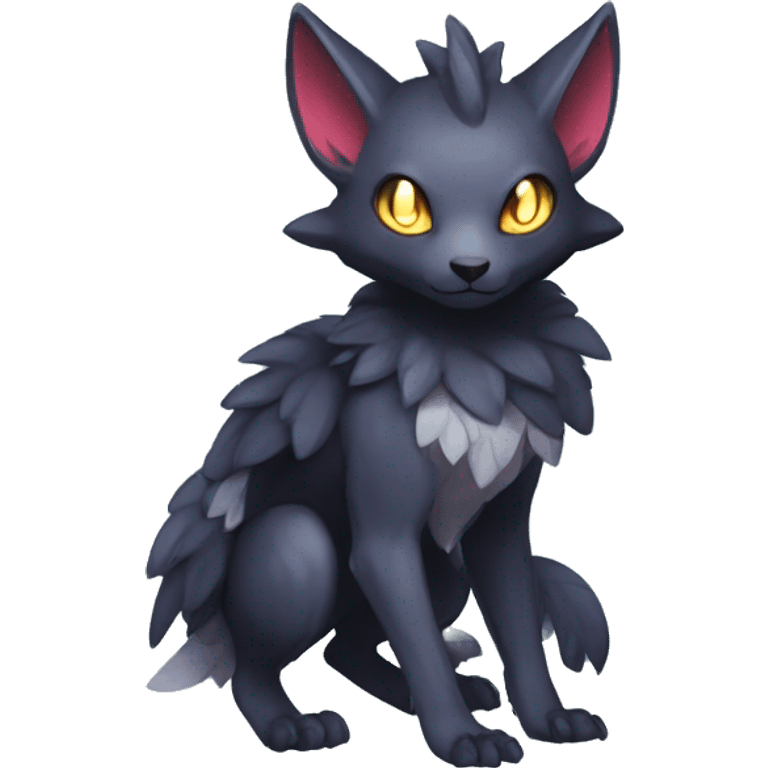 Cute cool shiny fantasy dark-shadow-themed animal hybrid Fakemon full body emoji