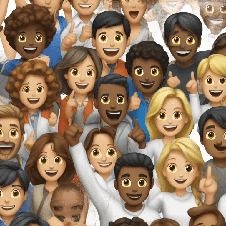 A group of people cheering emoji