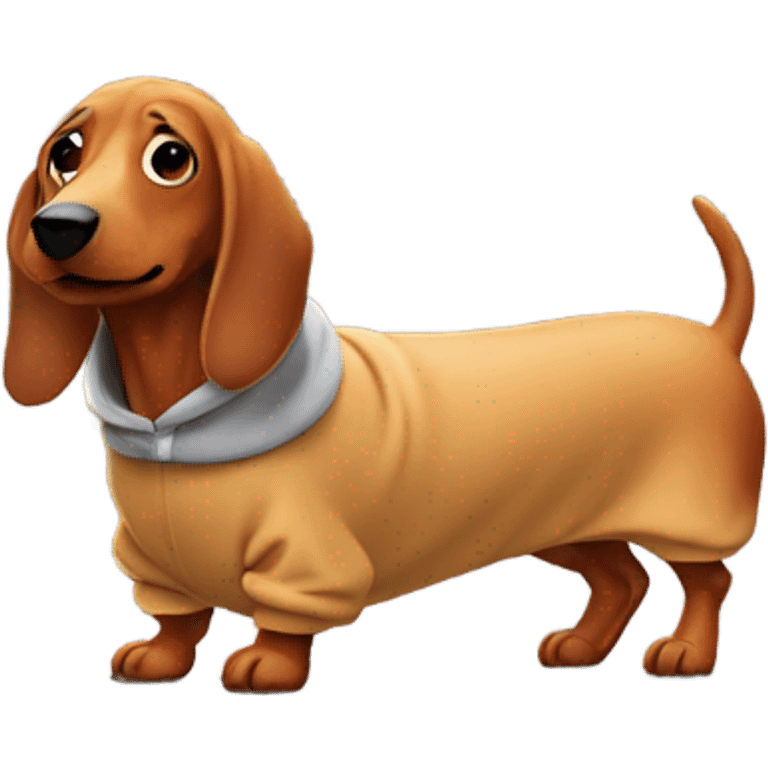 Sausage dog wearing a hoodie emoji