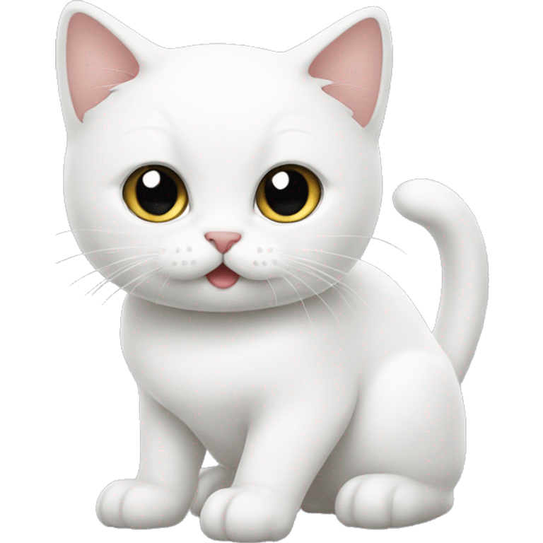 White cute cat white emoji