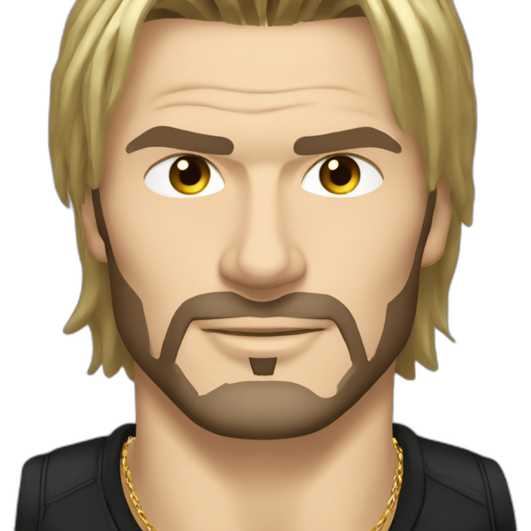 David beckham with black hair wearing gold chain and black shirt emoji