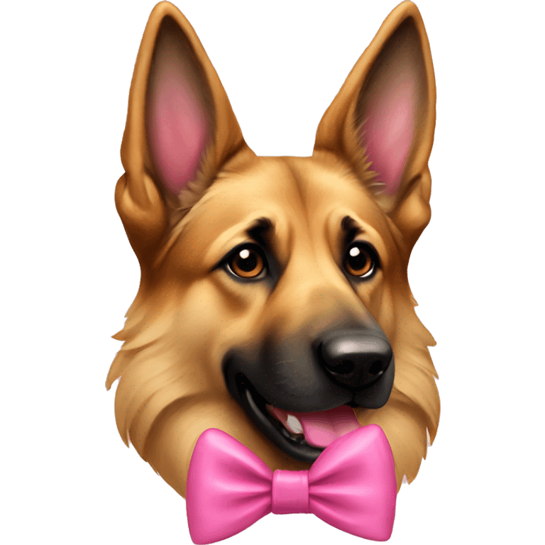 German Shepard with a pink bow on its ear emoji