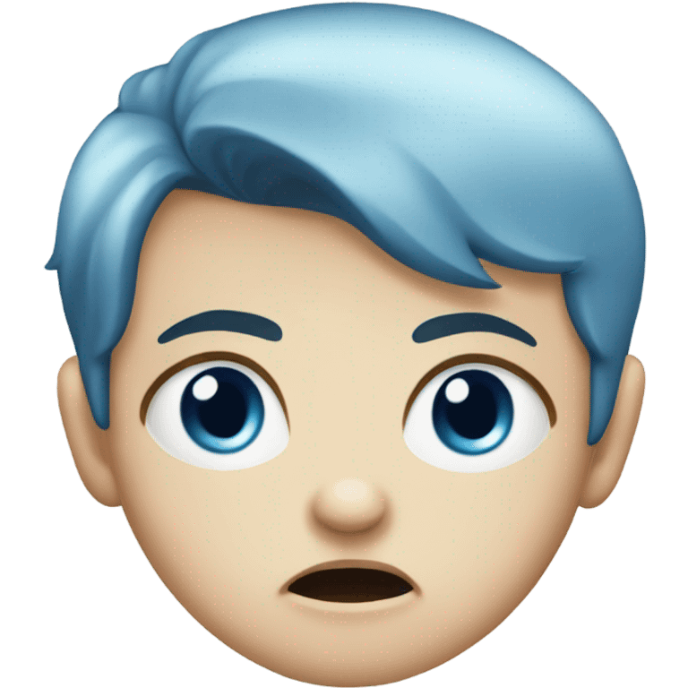 Angry baby Caucasian boy with blue eyes and blue hair emoji