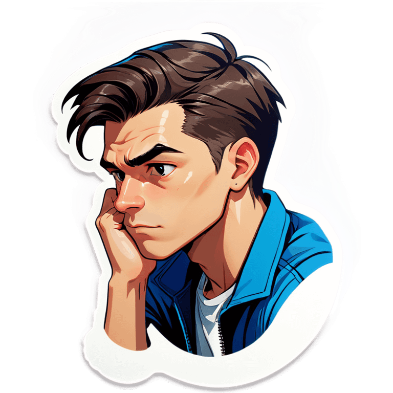 contemplative young man portrait emoji