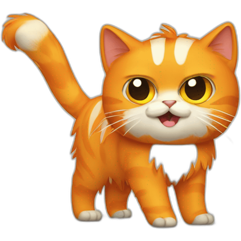 angry orange hairy cat full body with long tail emoji