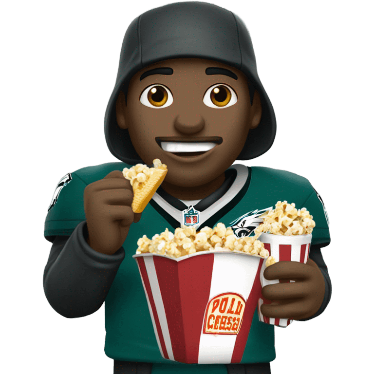 Philadelphia eagles fan eating cheesesteak and popcorn emoji