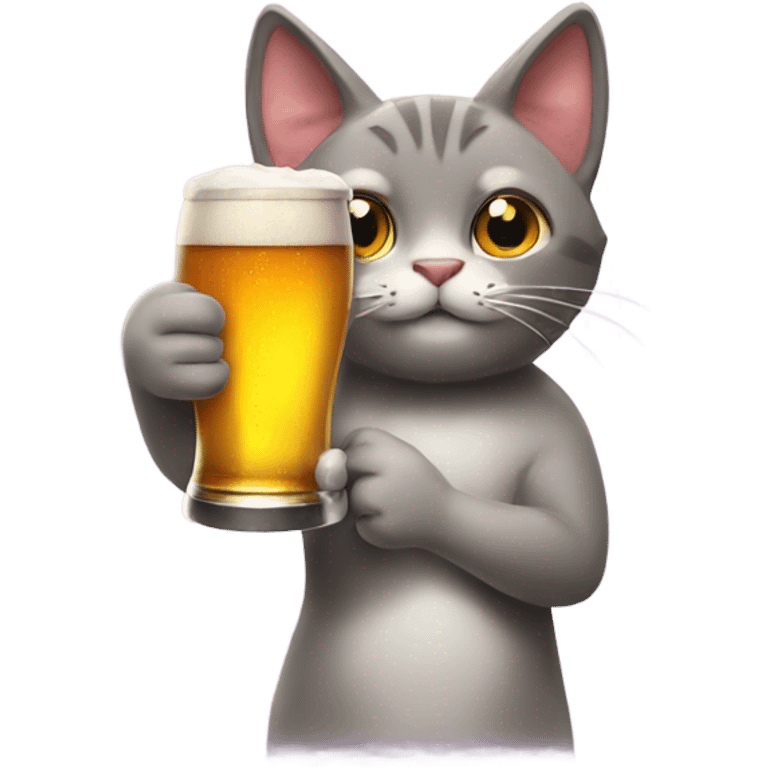 Cat holds a beer emoji