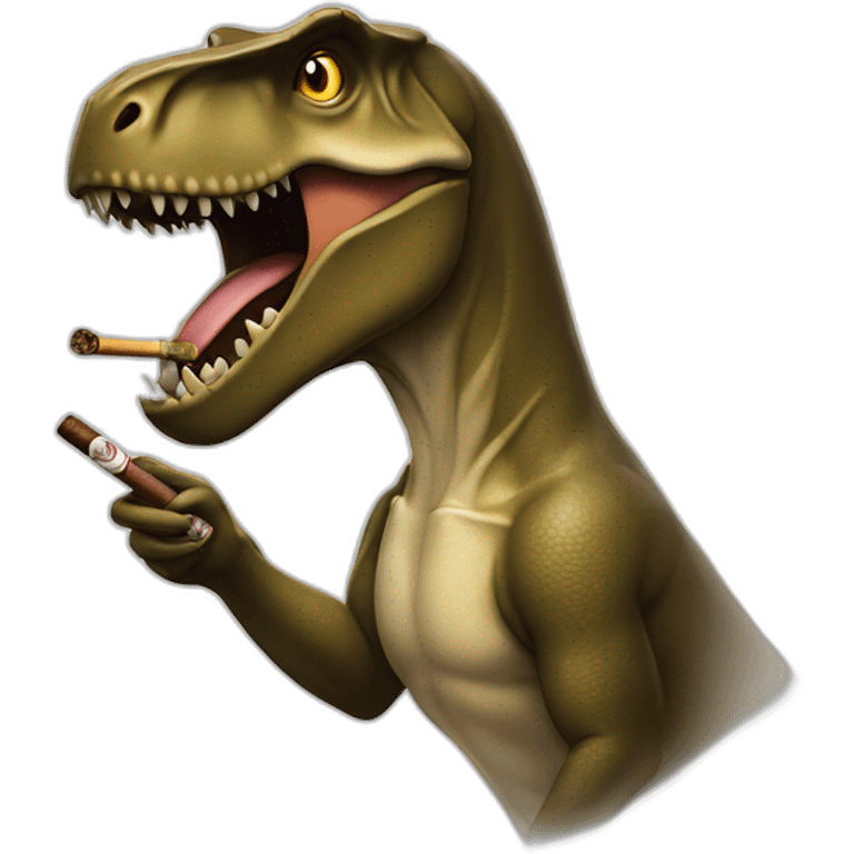 Trex in profile pic face with google and a cigar emoji