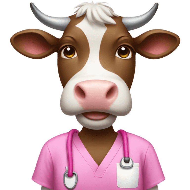 Cow in pink scrubs emoji