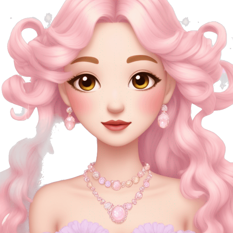 Dreamy pretty VOGUE elegant kawaii shiny blushing shy pastel lady kawaii beautiful hair naturecore fairycore cottagecore jewels trending aesthetic emoji