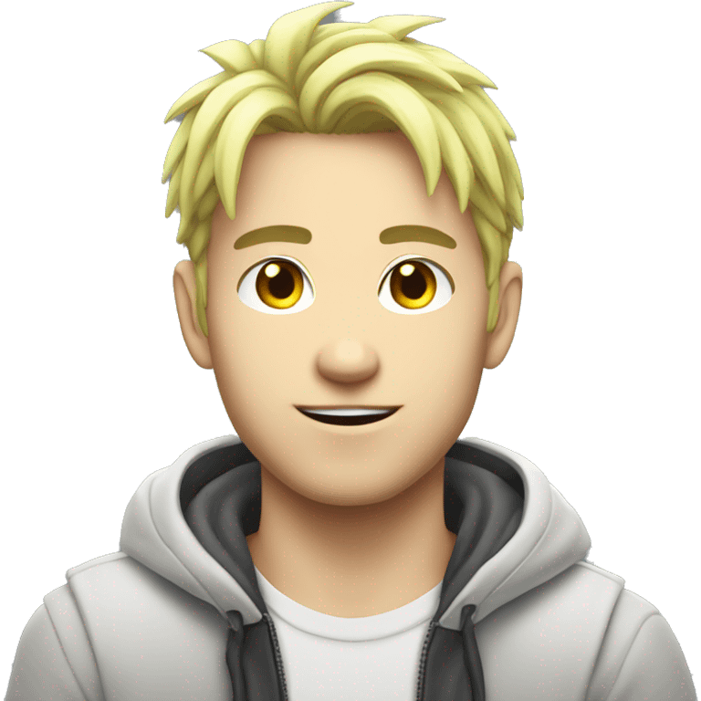 Anime gamer white guy  neon  emoji