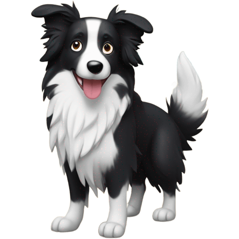 Border collie on beach with palm trees emoji