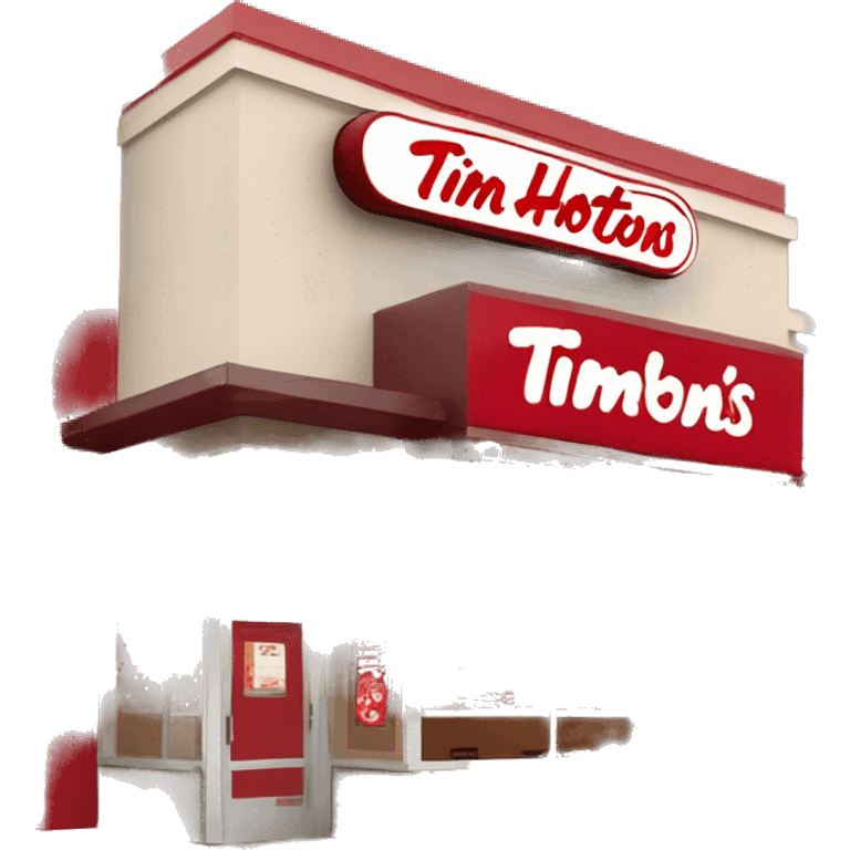 “Tim Hortons store with a red and white color scheme, featuring the classic Tim Hortons logo, a warm and welcoming design that represents a popular coffee and donut shop.” emoji