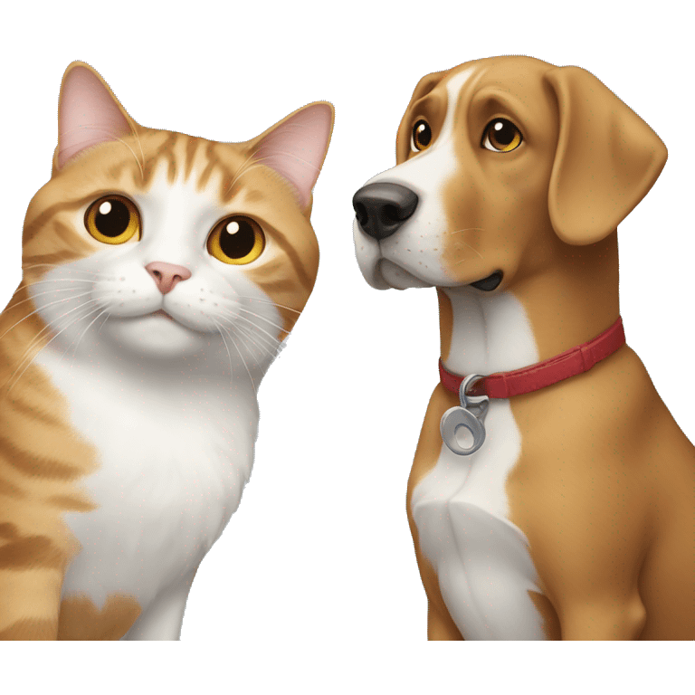 Cat meets dog emoji