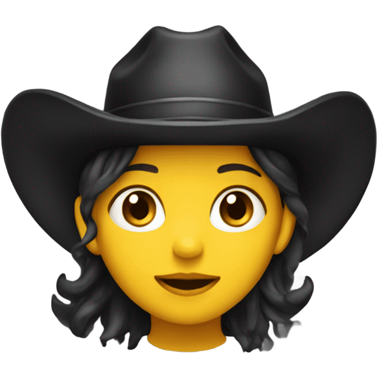 girl with a black cowboy hat, default yellow skin emoji