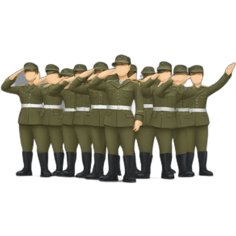 A line of soldiers saluting  emoji