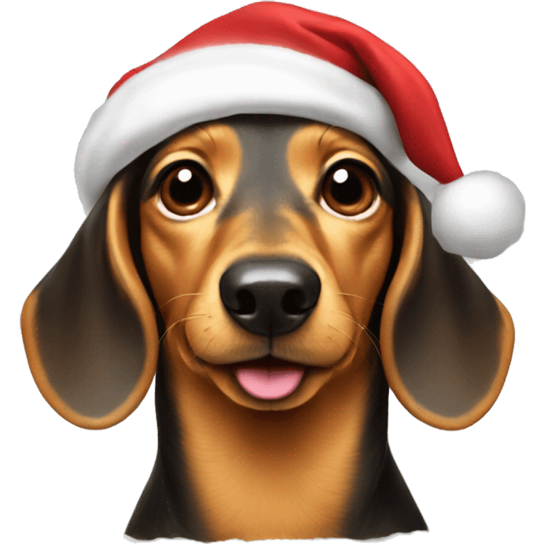 Golden dachshund with Santa hat emoji