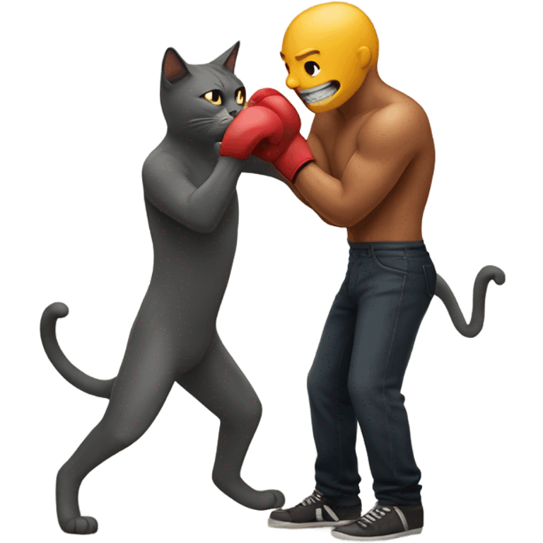 Cat boxing a six foot man emoji