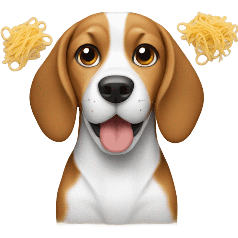 Beagle eating pasta emoji