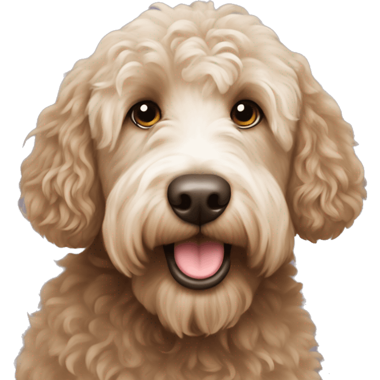 Australian labradoodle with a white nose emoji