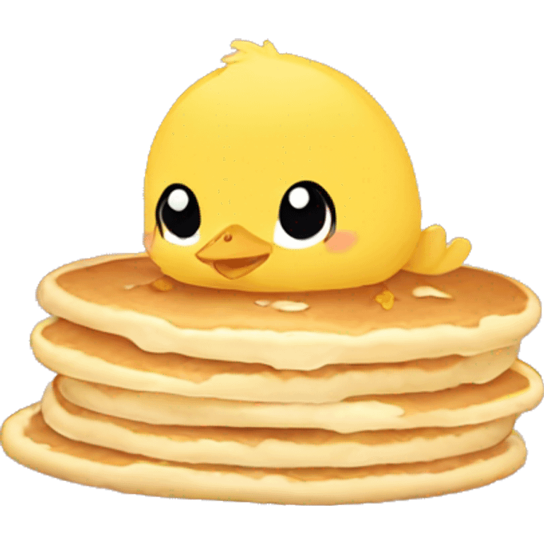 Baby chick eating pancakes  emoji