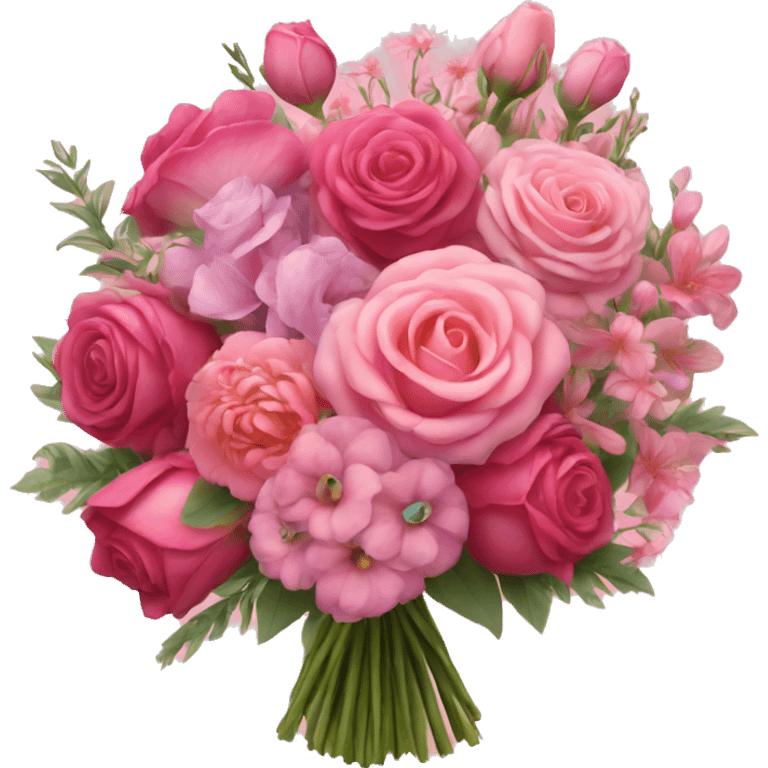 Huge pink flower bouquet with different flowers and pink tones and roses emoji