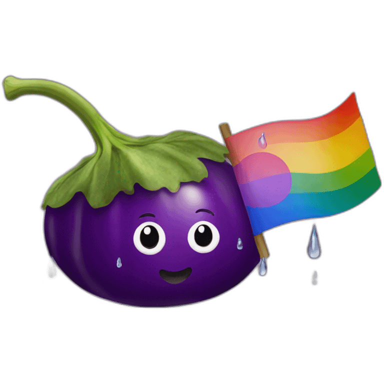 eggplant with water drops and lgbt flag  emoji