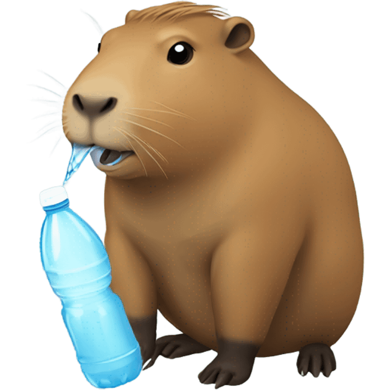 Capybara drinking from a water bottle emoji