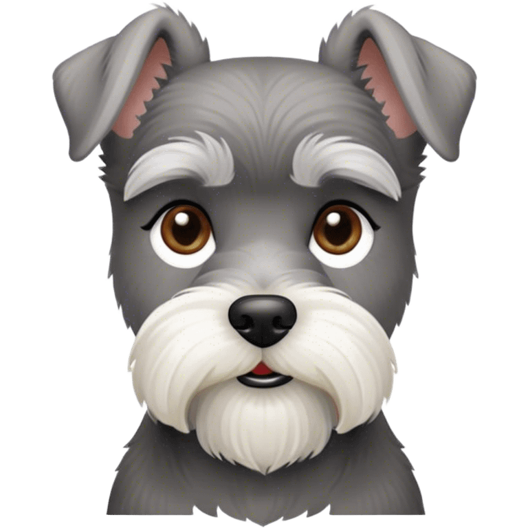 Cinematic Noble Miniature Schnauzer Portrait Emoji, Standing with a proud and stately demeanor, showcasing a sharply defined, salt-and-pepper fur with distinguished eyebrows and a confident, alert expression, simplified yet exquisitely detailed, glowing with a refined, dignified radiance, high shine, exuding intelligence and classic noble charm, soft glowing outline, capturing the essence of a noble Miniature Schnauzer that commands attention with effortless style! emoji