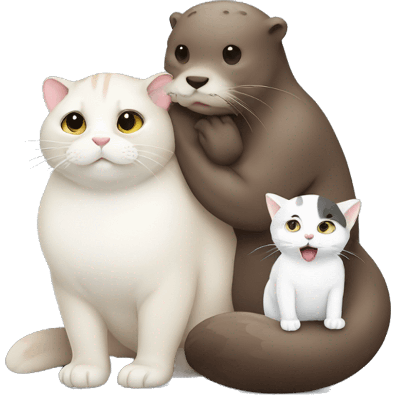 otter with fat white cat emoji