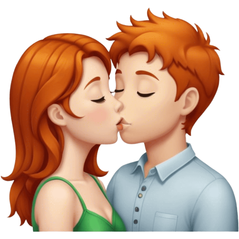 Ginger Girl Kissing a brunette Boy emoji